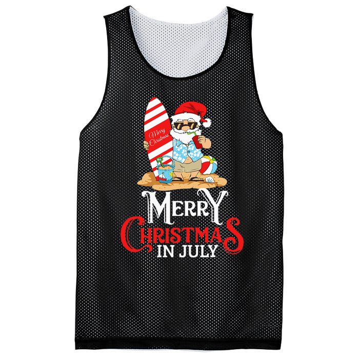 Christmas In July Santa Sunglasses Summer Beach Funny Xmas Mesh Reversible Basketball Jersey Tank