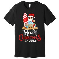 Christmas In July Santa Sunglasses Summer Beach Funny Xmas Premium T-Shirt