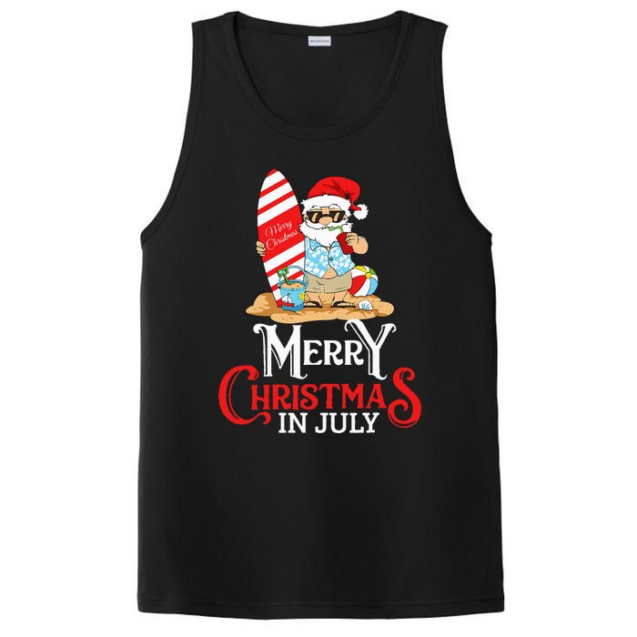 Christmas In July Santa Sunglasses Summer Beach Funny Xmas PosiCharge Competitor Tank