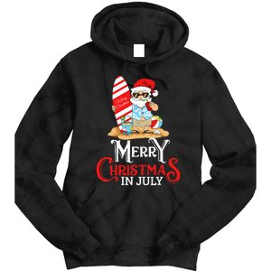 Christmas In July Santa Sunglasses Summer Beach Funny Xmas Tie Dye Hoodie