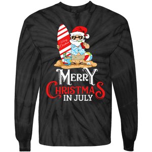 Christmas In July Santa Sunglasses Summer Beach Funny Xmas Tie-Dye Long Sleeve Shirt