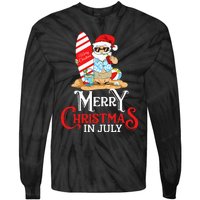 Christmas In July Santa Sunglasses Summer Beach Funny Xmas Tie-Dye Long Sleeve Shirt