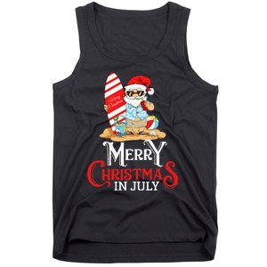 Christmas In July Santa Sunglasses Summer Beach Funny Xmas Tank Top