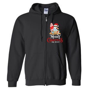 Christmas In July Santa Sunglasses Summer Beach Funny Xmas Full Zip Hoodie