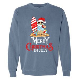 Christmas In July Santa Sunglasses Summer Beach Funny Xmas Garment-Dyed Sweatshirt