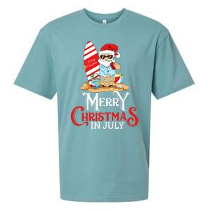 Christmas In July Santa Sunglasses Summer Beach Funny Xmas Sueded Cloud Jersey T-Shirt