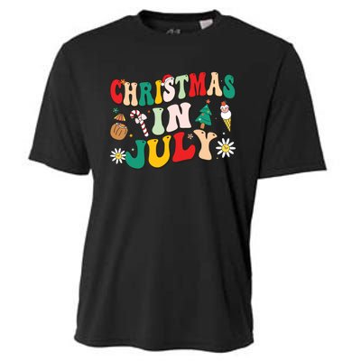 Christmas In July Shirts Groovy Xmas Summer Cooling Performance Crew T-Shirt