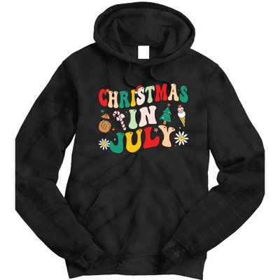 Christmas In July Shirts Groovy Xmas Summer Tie Dye Hoodie