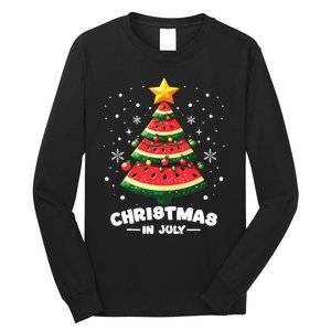 Christmas In July Watermelon Xmas Tree Summer Long Sleeve Shirt