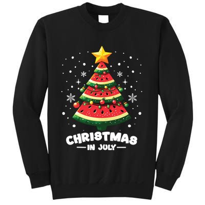 Christmas In July Watermelon Xmas Tree Summer Sweatshirt