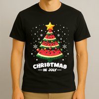 Christmas In July Watermelon Xmas Tree Summer T-Shirt