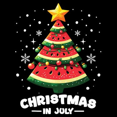 Christmas In July Watermelon Xmas Tree Summer T-Shirt