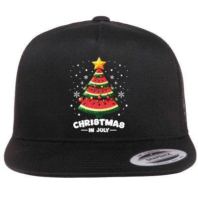 Christmas In July Watermelon Xmas Tree Summer Flatbill Hat