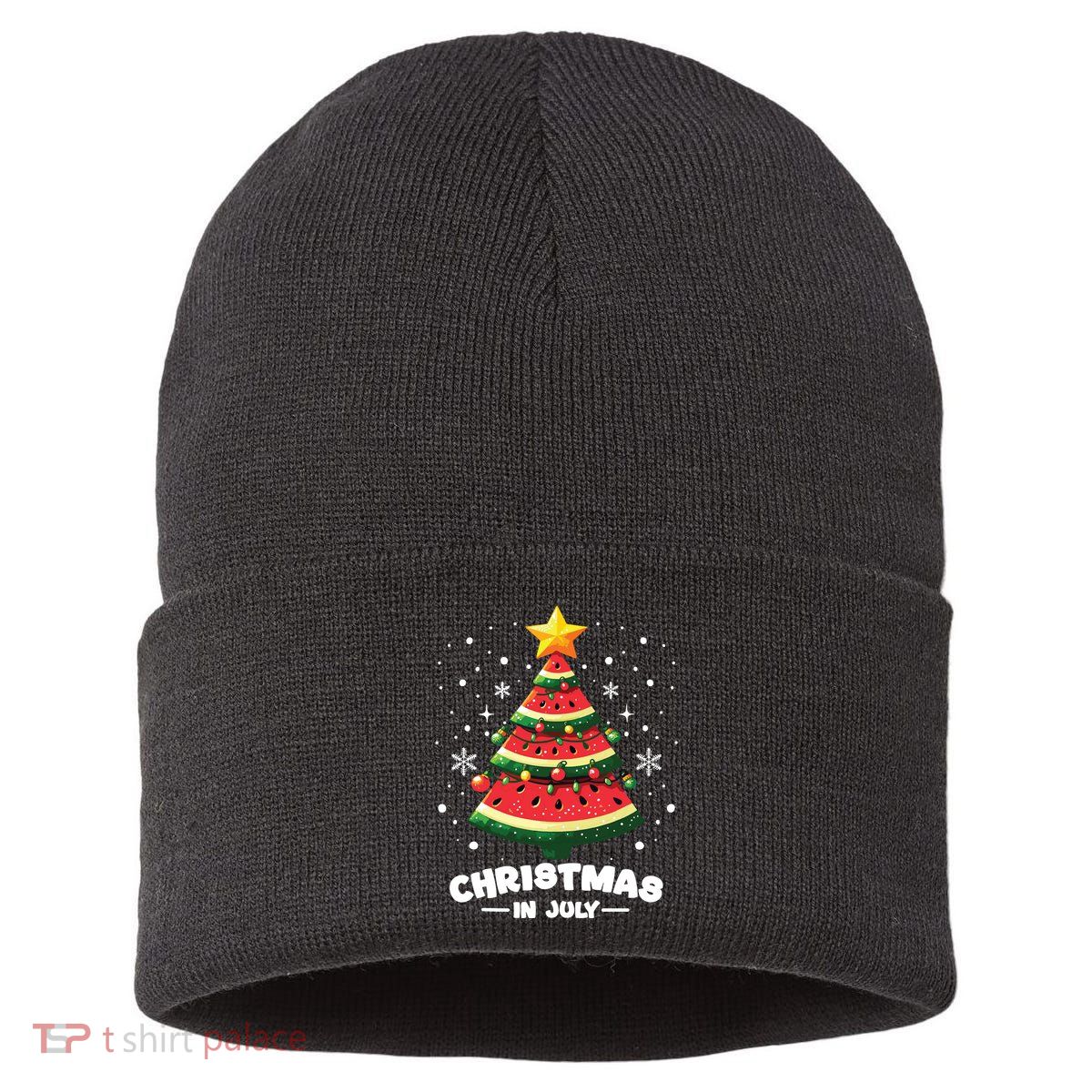 Christmas In July Watermelon Xmas Tree Summer Sustainable Knit Beanie