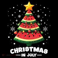 Christmas In July Watermelon Xmas Tree Summer Womens T-Shirt