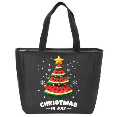 Christmas In July Watermelon Xmas Tree Summer Zip Tote Bag