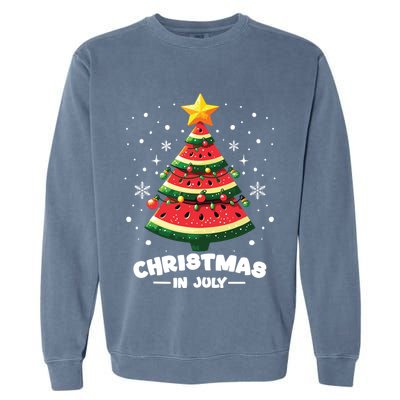 Christmas In July Watermelon Xmas Tree Summer Garment-Dyed Sweatshirt