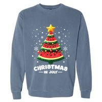 Christmas In July Watermelon Xmas Tree Summer Garment-Dyed Sweatshirt