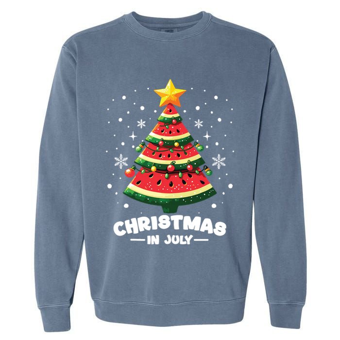 Christmas In July Watermelon Xmas Tree Summer Garment-Dyed Sweatshirt