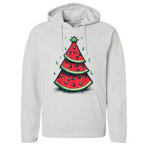 Christmas In July Watermelon Christmas Tre Performance Fleece Hoodie