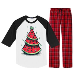 Christmas In July Watermelon Christmas Tre Raglan Sleeve Pajama Set