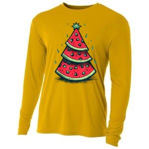 Christmas In July Watermelon Christmas Tre Cooling Performance Long Sleeve Crew