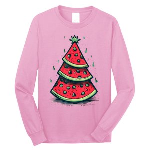 Christmas In July Watermelon Christmas Tre Long Sleeve Shirt