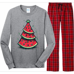 Christmas In July Watermelon Christmas Tre Long Sleeve Pajama Set