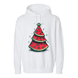 Christmas In July Watermelon Christmas Tre Garment-Dyed Fleece Hoodie