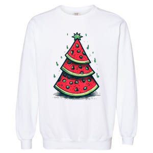 Christmas In July Watermelon Christmas Tre Garment-Dyed Sweatshirt