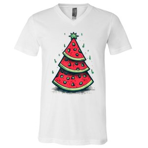 Christmas In July Watermelon Christmas Tre V-Neck T-Shirt