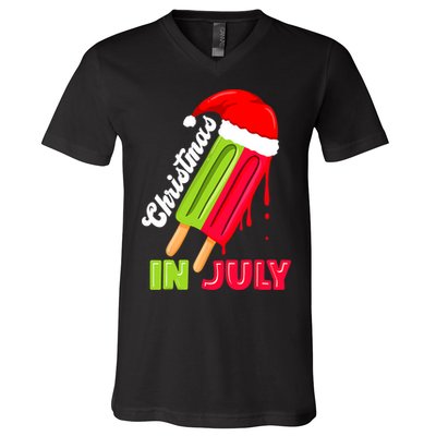 Christmas In July Watermelon Ice Pops Fun Christmas In July V-Neck T-Shirt
