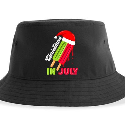Christmas In July Watermelon Ice Pops Fun Christmas In July Sustainable Bucket Hat