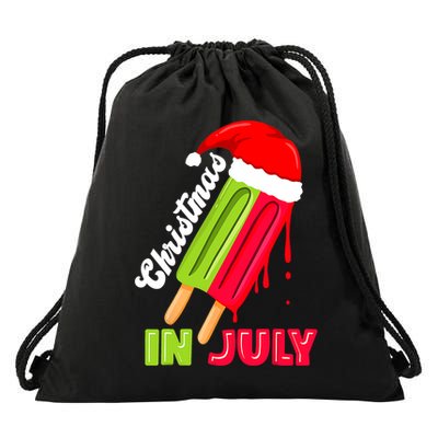 Christmas In July Watermelon Ice Pops Fun Christmas In July Drawstring Bag