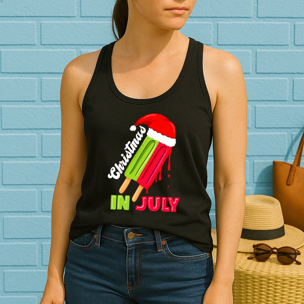 Christmas In July Watermelon Ice Pops Fun Christmas In July Womens Tank Top