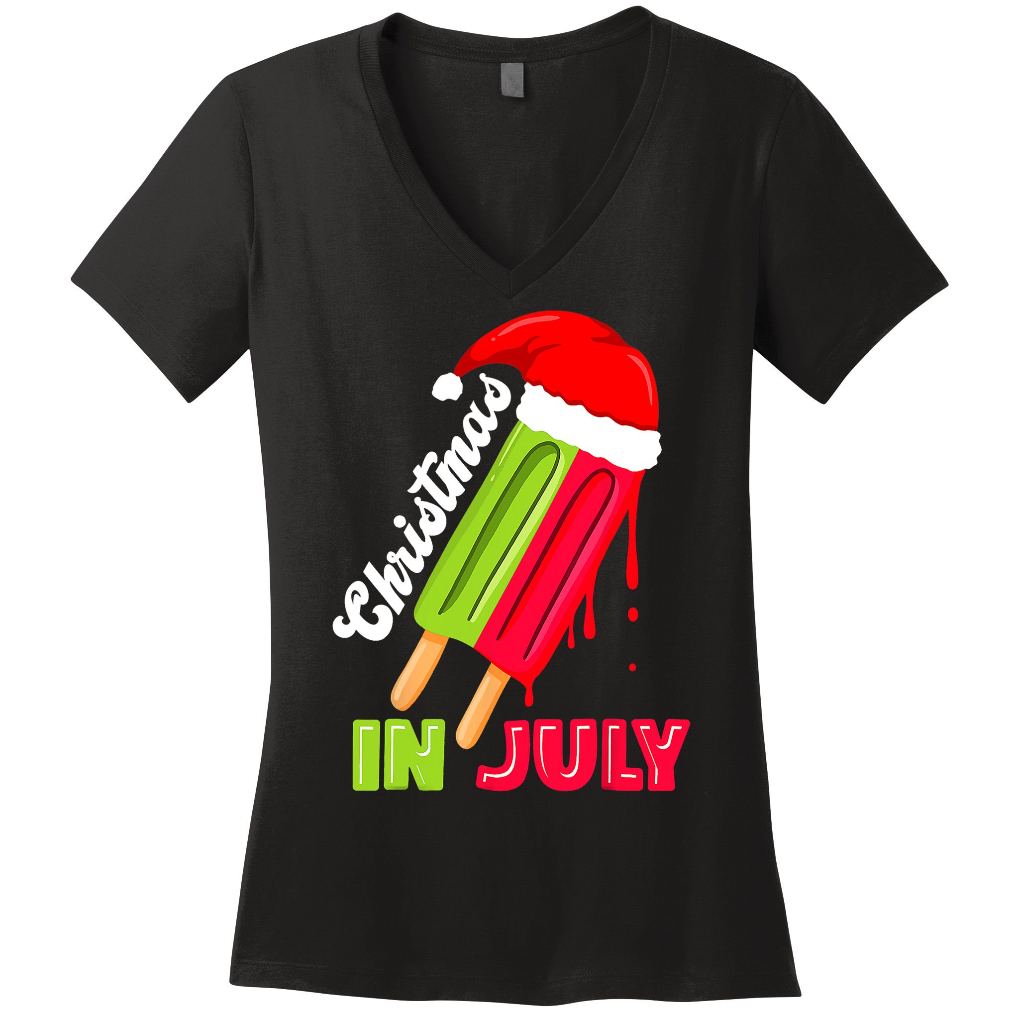 Christmas In July Watermelon Ice Pops Fun Christmas In July Women's V-Neck T-Shirt