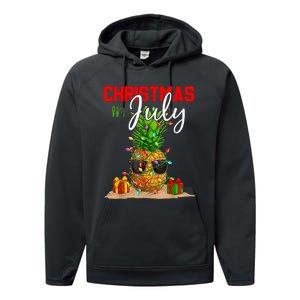 Christmas In July Pineapple Xmas Tree Summer Vacation Performance Fleece Hoodie