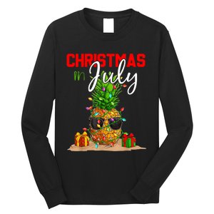 Christmas In July Pineapple Xmas Tree Summer Vacation Long Sleeve Shirt