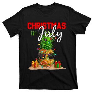 Christmas In July Pineapple Xmas Tree Summer Vacation T-Shirt