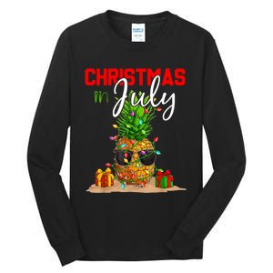 Christmas In July Pineapple Xmas Tree Summer Vacation Tall Long Sleeve T-Shirt