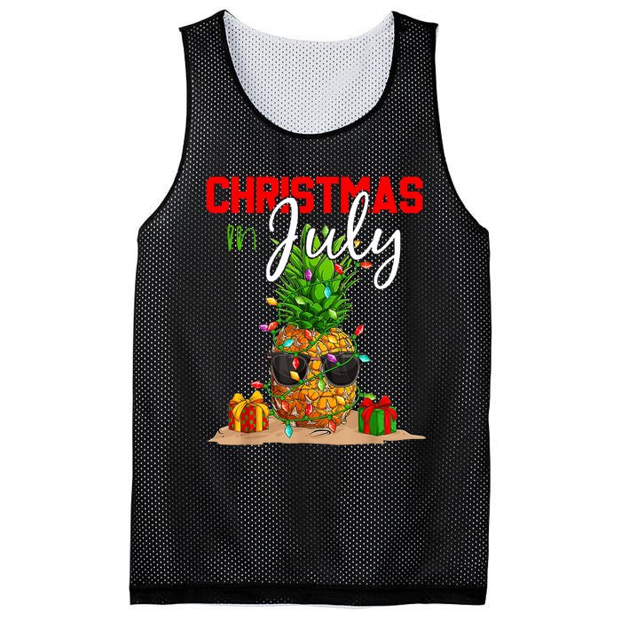 Christmas In July Pineapple Xmas Tree Summer Vacation Mesh Reversible Basketball Jersey Tank