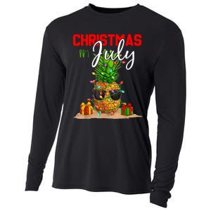 Christmas In July Pineapple Xmas Tree Summer Vacation Cooling Performance Long Sleeve Crew