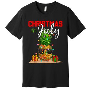 Christmas In July Pineapple Xmas Tree Summer Vacation Premium T-Shirt