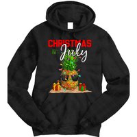 Christmas In July Pineapple Xmas Tree Summer Vacation Tie Dye Hoodie