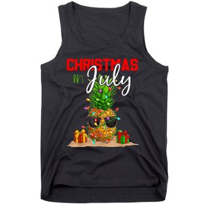 Christmas In July Pineapple Xmas Tree Summer Vacation Tank Top