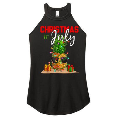 Christmas In July Pineapple Xmas Tree Summer Vacation Women’s Perfect Tri Rocker Tank