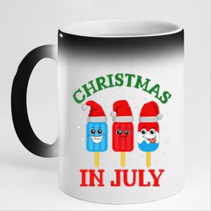 Christmas In July Fun Ice Pops And Santa 11oz Black Color Changing Mug