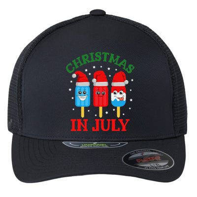 Christmas In July Fun Ice Pops And Santa Flexfit Unipanel Trucker Cap