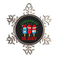 Christmas In July Fun Ice Pops And Santa Metallic Star Ornament