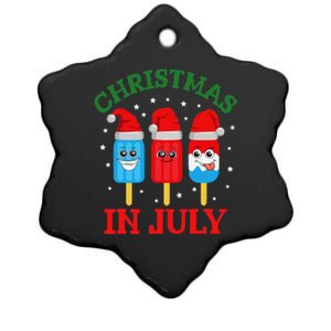 Christmas In July Fun Ice Pops And Santa Ceramic Star Ornament